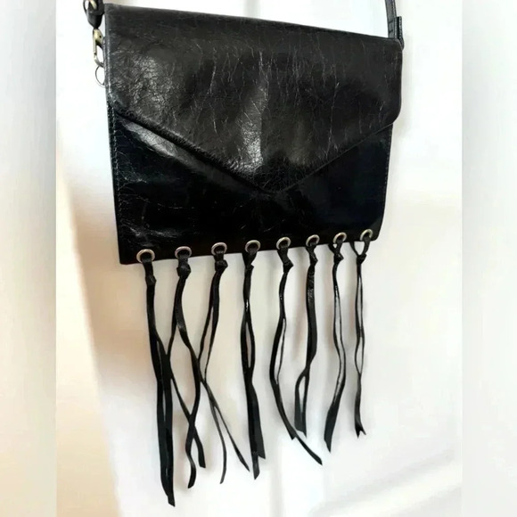 Hobo Leather Crossbody Purse with Fringe Tassel, Removable Shoulder Strap - Picture 10 of 12